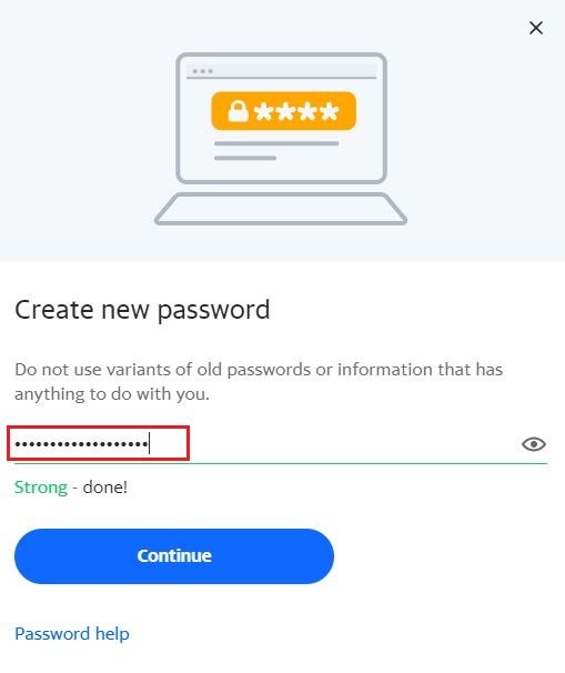 change yahoo password step 5 to create new password in box