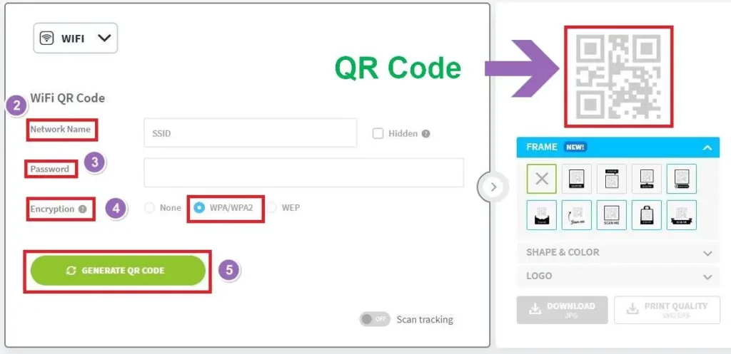generate online qr code for wifi to share