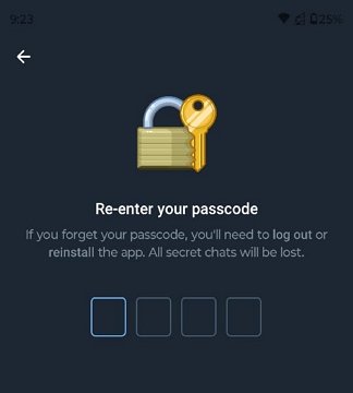 re-enter telegram passcode