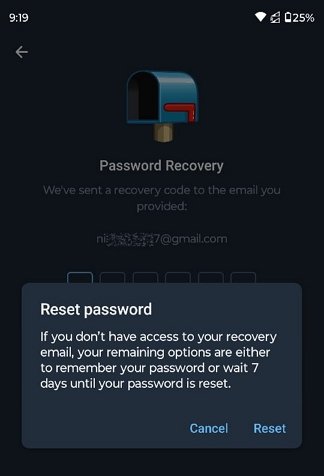 reset password