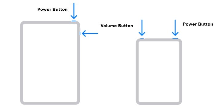turn off ipad using volume button and top button